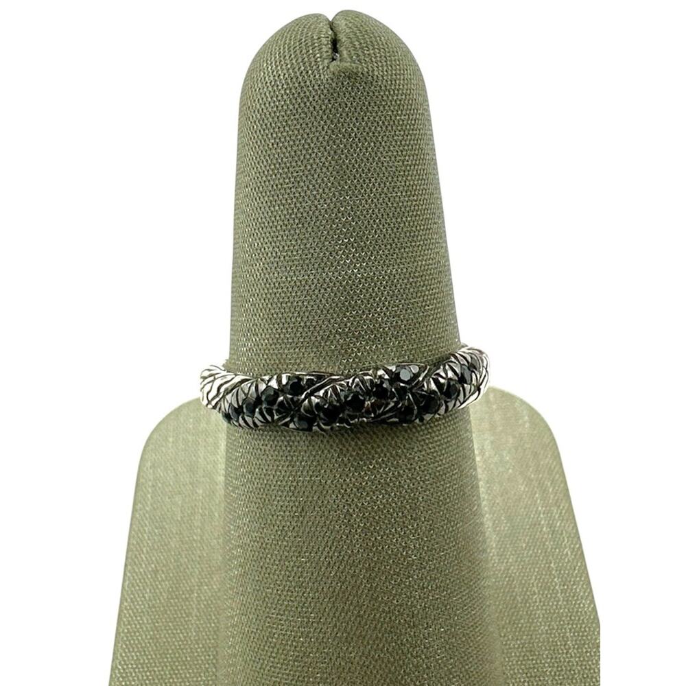 925 Sterling Silver with Black Sapphires John Hardy Twist Ring (20815)
